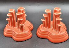 Vintage Retired Fiestaware Persimmon Pyramid Tripod Candle Holders Candlesticks