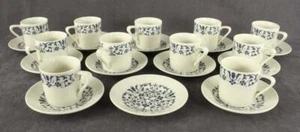 Vintage China Tachikichi Blue Floral Cream Demitasse Tea Espresso Cups & Saucers - Picture 1 of 7