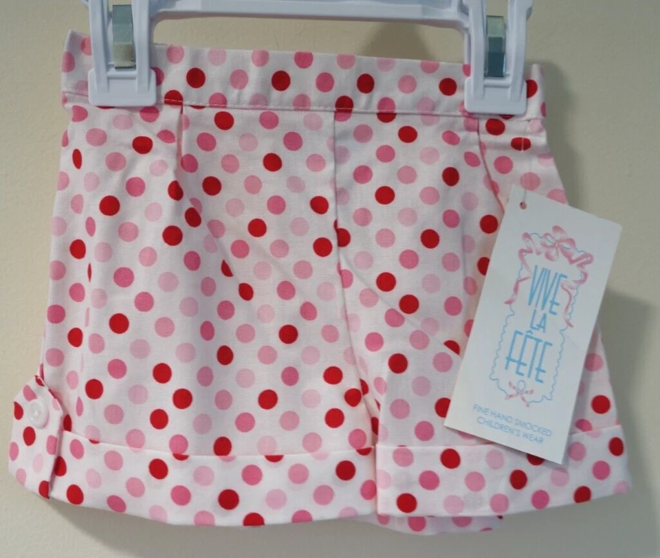 NWT Vive La Fete Pink/Red Polka Dot Shorts Girl's Size 12 Month - Image 1 of 1