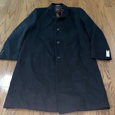 NUEVO CON ETIQUETAS Para hombres Daniel Hechter Chaqueta Negra Abrigo Largo Lana 48R Ajuste Moderno Foto 1 de 4