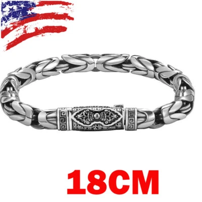 Brazalete Chapado en Plata 18CM Cadena Pulsera Cobre Popular Joyería Vintage Hombres LO ÚLTIMO Foto 1 de 4