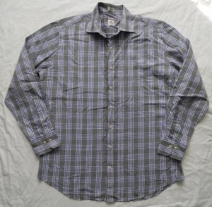 Peter Millar Long Sleeve Button Down Shirt Gray Purple Plaid Mens Size Large - Picture 1 of 11