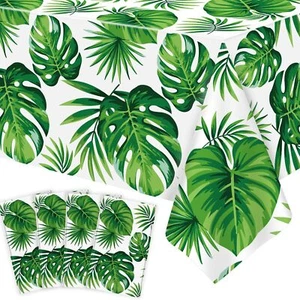 4 Pack Hawaii Palm Leaves Tablecloths Luau Party Disposable Table Cover - Picture 1 of 9
