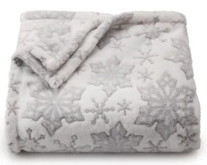 FROSTED SNOW FLAKE Winter Silver Oversized 5x6 ft THROW BLANKET The Big One NEW! - Picture 1 of 1