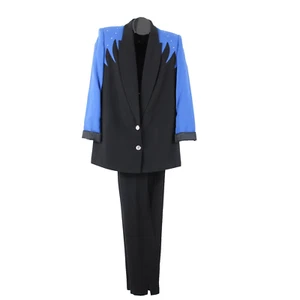 Criscione Sz XS Black Royal Blue Rhinestones Lined Polyester Acetate AS IS Suit - Picture 1 of 24