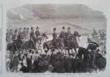 1865 STAMPA IL PRINCIPE DI GALLES alla revisione delle truppe a Phoenix Park