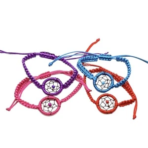 Good Luck Dream Catcher handgewebtes farblich schnurgebundenes verstellbares Armband - Bild 1 von 9