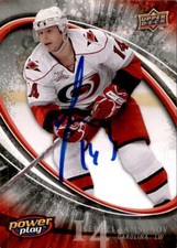 Sergei Samsonov Signed 08/09 Upper Deck Power Play card #51 Carolina Hurricanes