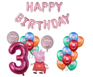 Globos Peppa Pig 3er Cumpleaños Fiesta Decoraciones Edad 3 Niños Niñas Niños Rosa - Imagen 1 de 8