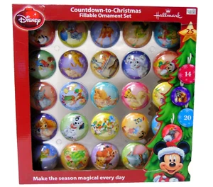 NEW ~ DISNEY HALLMARK 25 "COUNTDOWN-TO-CHRISTMAS" FILLABLE ORNAMENT SET ~ NIB - Picture 1 of 11