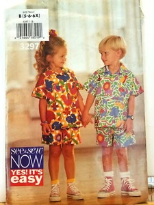 Butterick 3297 Jungen Mädchen SHIRT SHORTS 5-6x Brust 33-35 Muster ungeschnitten FF 1994 - Bild 1 von 5