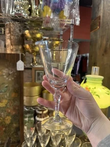 Fostoria Wine Glass Engagement 7 Inch Clear Crystal Platinum Rim Set of 12 - Picture 1 of 6
