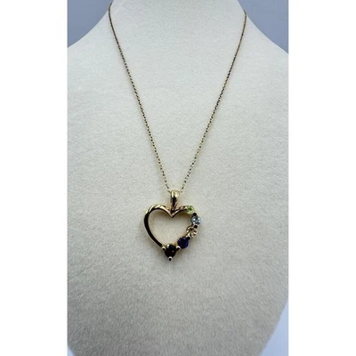 Juego de 5 puntas colgante de corazón de plata de ley 925 Vermeil piedra natural 18 cadenas Foto 1 de 4