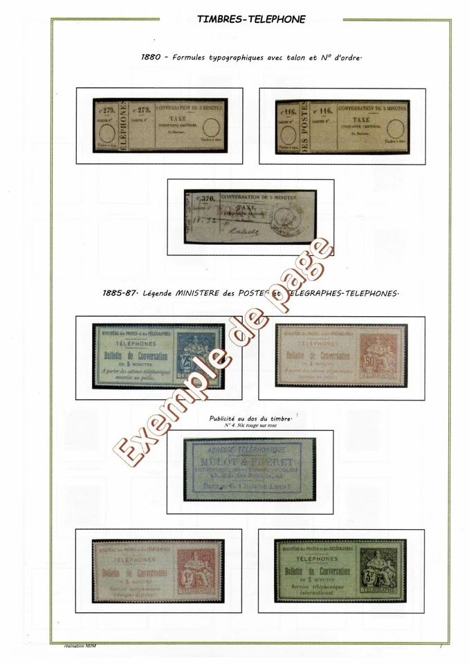Album timbres à imprimer soi-même - FRANCE Timbres-téléphone de 1880 à 1906 - Photo 1/1