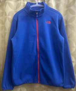 UNUSED XL Boys THE NORTH FACE Full Zip FLEECE JACKET Cuff Snaps BLUE RED NWOT - Picture 1 of 10