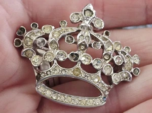 Vintage Crown Trifari A. Philippe Pave Coronet Crown Rhinestone Brooch MISSING   - Picture 1 of 4