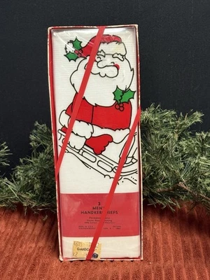 Paquete de 3 pañuelos de Papá Noel vintage para hombre hechos en EE. UU. Foto 1 de 4