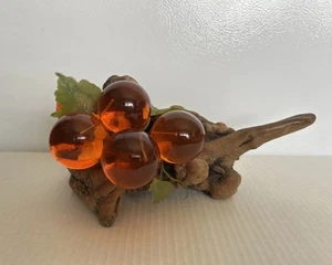 VTG LUCITE ORANGE GRAPES- Burlwood MCM Tablescape Retro Groovy Fruit Sculpture - Picture 1 of 9