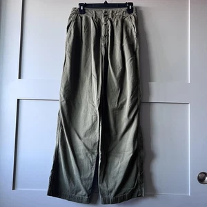 Free People Hose Damen 0 grün weites Bein Plissee hoher Bund Freizeithose - Bild 1 von 13
