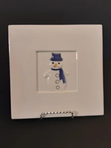 Caja y barril Navidad muñeco de nieve trivet decoración 8x8 - Imagen 1 de 11