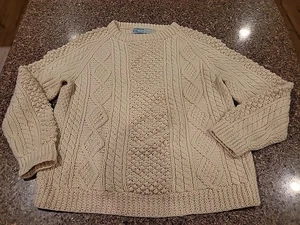 Suéter de Lana Irlandés Crema Cable Pescador Tejido Pullover Irlanda John Molloy - Imagen 1 de 10