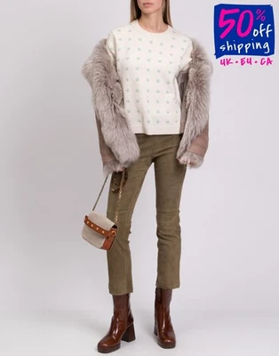 RRP €376 CHINTI & PARKER Cashmere & Wool Jumper Size L Polka Dot Crew Neck - Image 1 of 4