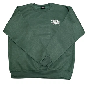 Sudadera Stussy Reelaborada Para Hombre Grande Verde Bordada Firma Logo De Colección Y2K - Imagen 1 de 4