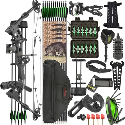 Archery Compound Bow Bag Arrows Set 20-70lb Adjustable Bow Hunting 320FPS RH LH - Image 1 of 4