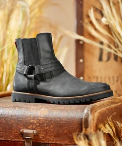 Joe Browns Men's Strap Detail Oiled Leather Biker Boots - Picture 1 of 6