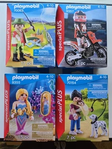 Lot Of 4 Playmobil Special PLUS Sets Mermaid Fishing Motorcycle Baby Carrier Dog - Bild 1 von 9