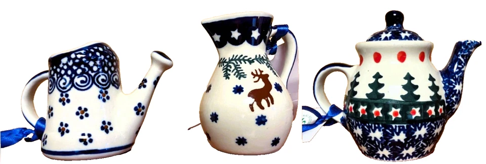 Boleslawiec Polish Pottery CHRISTMAS Ornament Kitchen Watering can Jur Teapot N