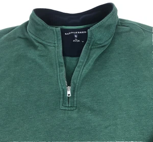 Saddlebred Men's Pullover Shirt Long Sleeve XXL Quarter Zip Mock Neck Green Soft - Picture 1 of 11