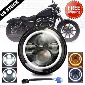 7" inch Motorcycle Headlight Round LED Projector For Harley Cafe Racer US stock. - Foto 1 di 7