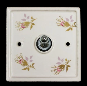 1 x White Porcelain Toggle Switch Chintz Rose Design - Picture 1 of 1