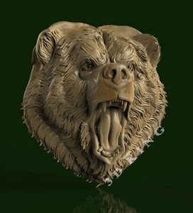 Modelo 3D STL ANGRY BEAR HEAD 2 para enrutador CNC grabadora Aspire Artcam impresora 3D - Imagen 1 de 1