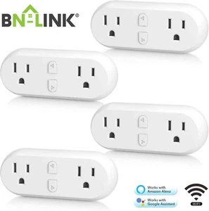 HBN 4 Pack WiFi Smart Plug Dual Socket Plugs Works with Alexa & Google Home 15A - Picture 1 of 6