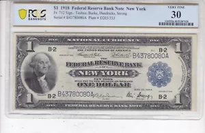 US 1918 $1 FRBN New York FR 712 PCGS 30 Ch VF - Picture 1 of 2
