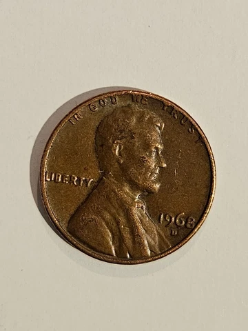 1968 D Lincoln Penny Rim Error “In God We Trust” And “Liberty” Touching Rim Cover