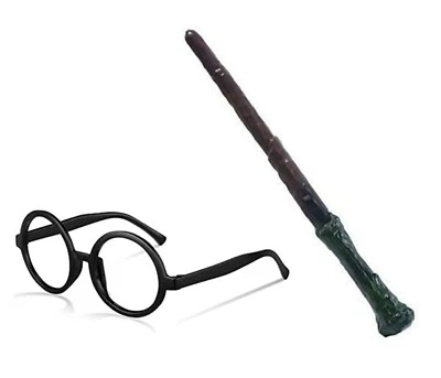 Fancy Dress Wand & Glasses World Book Costume And Wizard Harry The Stag Do Party - Image 1 of 4