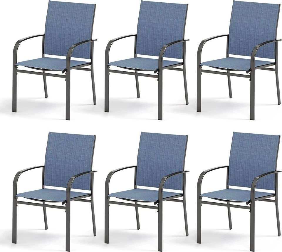 Conjunto de 6 poltronas de metal para área externa com encosto alto para jardim de quintal - Imagem 1 de 4