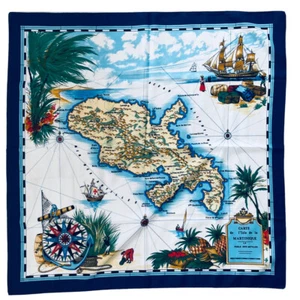 Schal Karte Insel Martinique Hergestellt in Italien 30" x 31" Rhum Segelschiffe Kompass - Bild 1 von 6