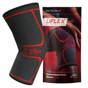 UFlex Sports Athletics Knee Compression Sleeve Support Brace Pain Relief Fitness - Picture 1 of 12