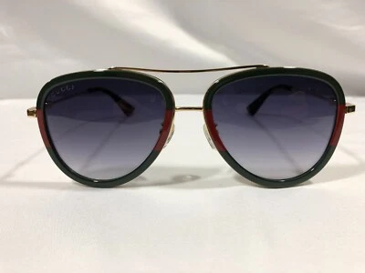 Authentic New Gucci GG0062S 003 Aviator Sunglasses in Green/Red Grey Lenses - Image 1 of 4