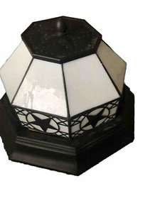 Mid Century Modern Ceiling Light Fixture White Glass Metal Stars Octagon - Picture 1 of 7