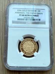 Denmark 2006 Gold 1/4 oz 10 Kroner NGC PF68UC Andersen - The Snow Queen - Picture 1 of 2