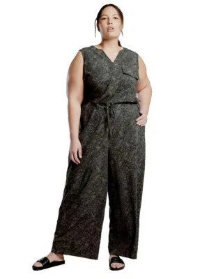 Macacão Athleta Topanga tamanho 3X preto víbora cordão perna larga sem mangas novo com etiquetas - Imagem 1 de 4