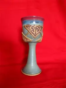 Renaissance - Celtic Knot Pottery Goblet- vintage, handmade , signed & numbered. - Picture 1 of 7