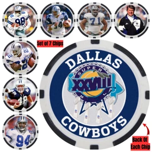 COWBOYS SUPER BOWL XXVIII PLAYERS - 7 POKER CHIP SET - Picture 1 of 2