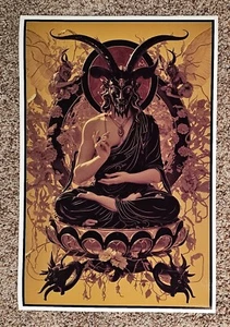 Baphomet Buddha Poster 12" x 18" Satanic Jesus Buddha Athiest Halloween Scary - Picture 1 of 1