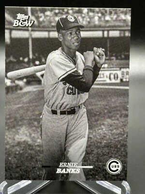 2024 Topps Black & White ERNIE BANKS Vault HOF Legend SP #106 Cubs B&W - Image 1 of 2